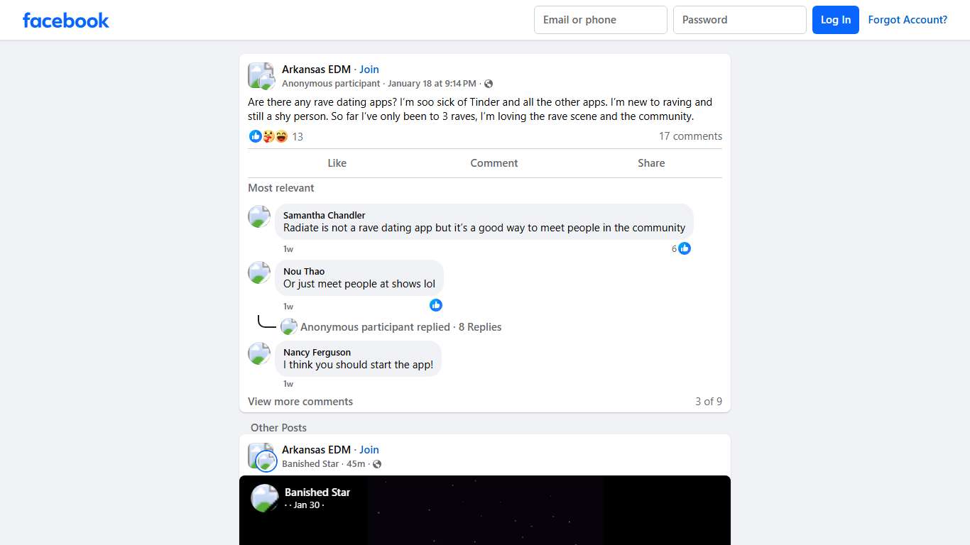 Arkansas EDM Are there any rave dating apps Facebook